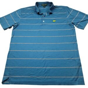 Amen Corner Masters Golf Polo Shirt Mens Large‎ Blue Striped Logo Augusta